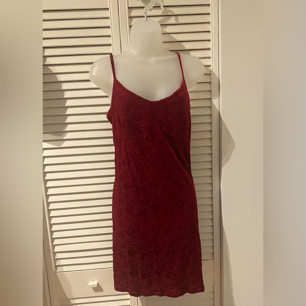Jasmine Rose Intimates Scarlet Velvet Floral Dress